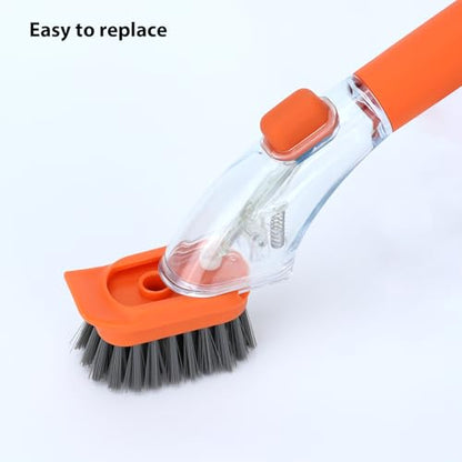 DAPOWER Dish Brush Refill Head, Replaceable Nylon Bristles Brush Heads - 2 Pack (Orange) - color: Orange