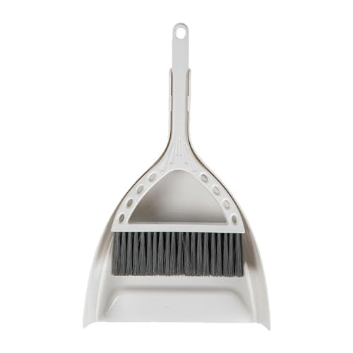Mini Broom and Dustpan Set Small Dust pan and Brush Set Perfect for Desk Office Camping Dorm RV Essentials (White) - color: White