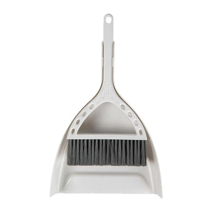 Mini Broom and Dustpan Set Small Dust pan and Brush Set Perfect for Desk Office Camping Dorm RV Essentials (White) - color: White