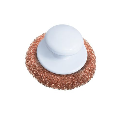 LOLA Copper Mesh Scouring Pad w/Comfort Knob, Heavy Duty Cleaning Pads, Knitted Wire Mesh, Cleans Caked-On & Baked-On Messes - 1 Pack - size: 1 Count