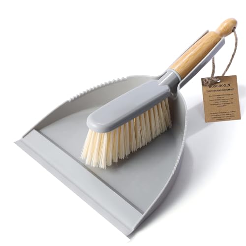 Small Dustpan and Brush Set - Mini Broom with Dustpan Set, Handheld Broom and Dust Pan Combo Set for Home, Pet Care, Car, 14 x 8.7 inch, Grey - color: Gray