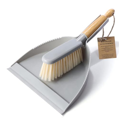Small Dustpan and Brush Set - Mini Broom with Dustpan Set, Handheld Broom and Dust Pan Combo Set for Home, Pet Care, Car, 14 x 8.7 inch, Grey - color: Gray
