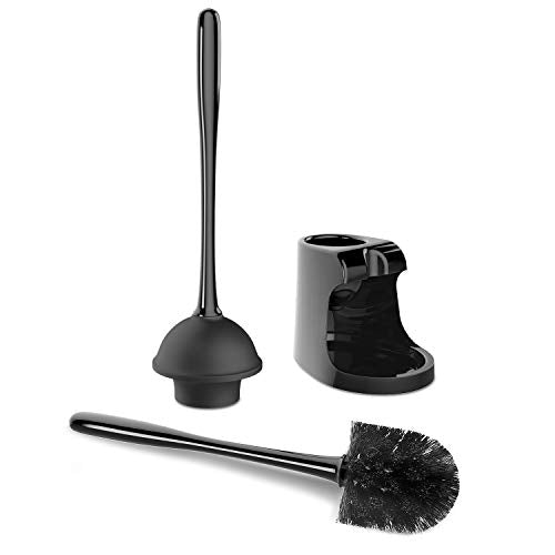 MR.SIGA Toilet Plunger and Bowl Brush Combo for Bathroom Cleaning, Black, 2 Sets - color: Black