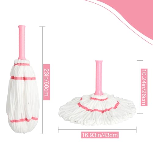 Replacement Mop Head, Suitable for XXFLOWER Self-Wringing Twist Mop, Hand Washable Suitable for Floor, Kitchen, Bedroom, Indoor and Outdoor Cleaning (Not Include Handle) - size: Pink-Mop Head