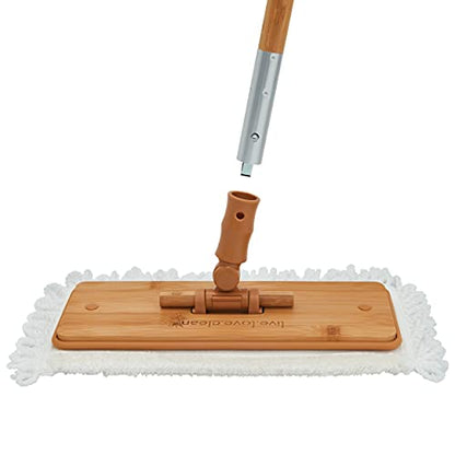 Harper Live.Love.Clean. Bamboo 2-in-1 Smooth Surface Wet/Dry Dust Mop with (2) Washable Pads for Cleaning Dust, Pet Hair & Fine Dry Dirt - style: Bamboo Wet/Dry Dust Mop