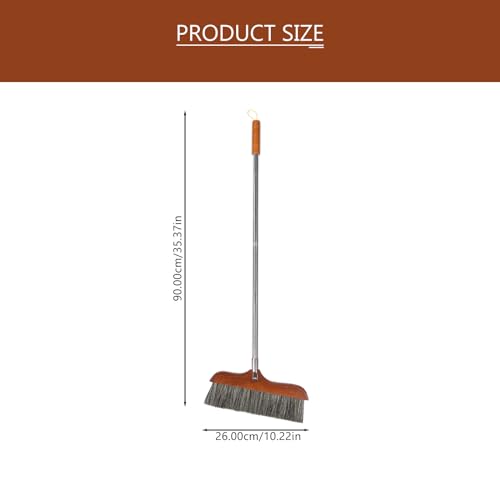 Yardwe Horse Hair Soft Bristle Broom Wooden Handle Angle Broom Floor Cleaning Broom Hair Removal Sweeper Carpet Sweeping Brush for Indoor Outdoor Kitchen