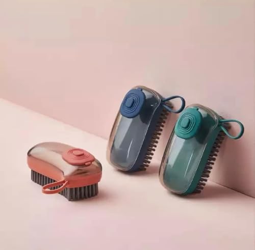 Brush with Soap Dispenser, Good Srubber Cleaner for Dish Sink Pan Pot Washing and Cleaning, Bathroom, Kitchen, Soft Laundry Clothes and Shoes Scrubbing Brush(Green) (Blue) - color: Blue