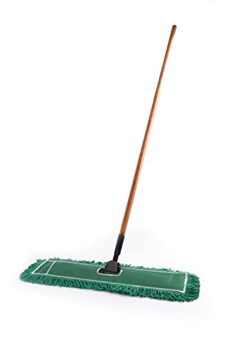 Matthew Cleaning Commercial Quick-Change Dust Mop Handle with Clip-on Metal Gripper for Heavy Duty Mop Head Replacement Holder, Lacquered Wood 60 inch 12packs-Natural - color: Hardwood