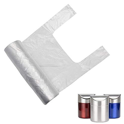Mini Trash Bags 1.6 Liter/0.4 Gal- 200 Count Tiny Clear Trash Can Liners for Countertop, Desktop, Makeup & Kitchen Scrap Bags | Leakproof Small Plastic Bags with Handles