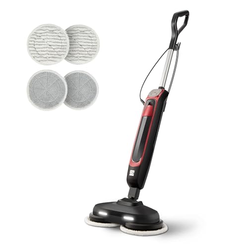 Kenmore SM2070 S300 Series Steam Spin Mop for Scrubbing and Sanitizing | 2 Modes, XL Water Tank, Swivel Steering, LED Headlights, Powerful Corded Steam Cleaner for Floor Cleaning, Hardwood and Tile - color: Black