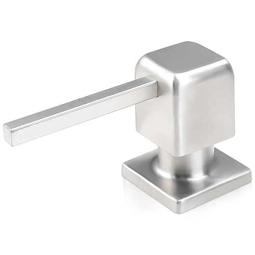 Built in Dish Soap Dispenser for Kitchen Sink, Lotion Dispenser Refill from The Top with Stainless Steel Pump Head 17 OZ Bottle Built in Countertop Under Sink, Brushed Nickel - color: Brushed Nickel-1