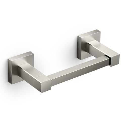 FORIOUS Toilet Paper Holder Wall Mount, Stainless Steel Rustproof Double Post Pivoting Tissue Roll Holder for Bathroom, Commercial Toilet Paper Dispenser (Brushed Nickel, Square) - color: Stainless Steel, size: Square 1 Pack