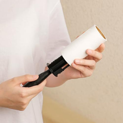 Lint Roller for Clothes Extra Sticky Pet Hair Removal Roller with Refills, Refillable Handle with 4 Sticky Rolls (Black Stick) - color: Black Stick