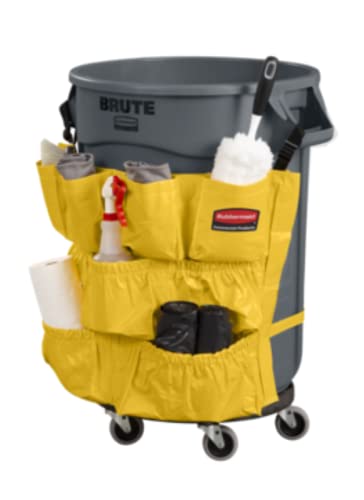 Rubbermaid Commercial Products Supply Organizing Caddy for Brute Trash Cans Yellow Tool Organizer Storage for Spray Bottles/Paper Towels/Gloves/Scrub Brush 1 Count - size: 1 Count (Pack of 1)