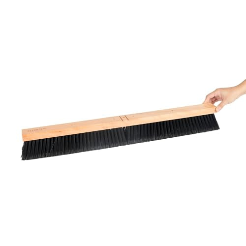 Restaurantware-BROOM HEAD ONLY: Clean Tek Professional 30-Inch Broom Head, 1 Heavy-Duty Push Cleaning Tool - Handle And Brace Sold Separately, Fine Plastic Bristles, Wooden, Commercial Use - size: 30", style: Wood, with Fine Flagged Bristles