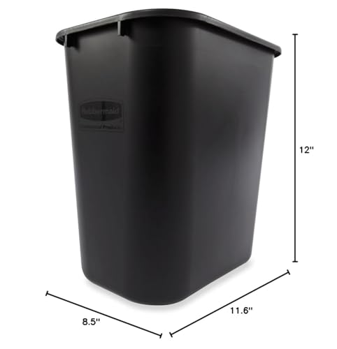 Rubbermaid Commercial Products Deskside Wastebasket/Trash Can, 3.25-Gallon/13-Quart, Black, Small, for Bedroom/Bathroom/Office, Fits Under Desk/Sink/Cabinet - color: Black, size: 3.25 Gallons