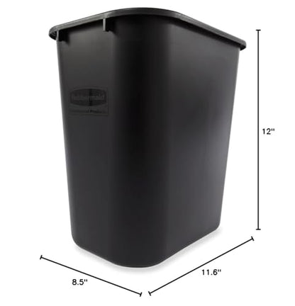 Rubbermaid Commercial Products Deskside Wastebasket/Trash Can, 3.25-Gallon/13-Quart, Black, Small, for Bedroom/Bathroom/Office, Fits Under Desk/Sink/Cabinet - color: Black, size: 3.25 Gallons