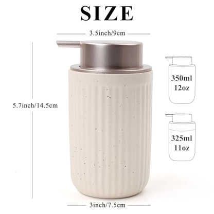BosilunLife Dish Hand Soap Dispenser - Liquid Pump Soap Dispenser for Bathroom Decro Aprcot 12oz Ceramic Kitchen Dish Dispenser with Rust-Proof Liquid Pump Modern Refillable Lotion Bottles - color: Aprcot Lotion Pump