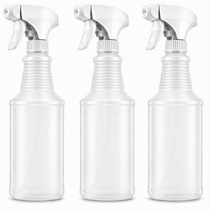Bar5F Empty Spray Bottles (3-Pack), 24 oz – Bleach-Resistant Trigger Sprayer with Fine Mist & On/Off, Chemical-Resistant for Bleach, Vinegar & Cleaning Solutions, Refillable HDPE Bottles
