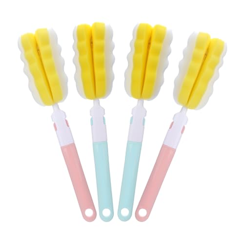 4 Pcs Bottle Brush Sponge, Cup Water Bottle Sponge Brush Cleaner, Detachable Cleaning Brushes for Cleaning with Handle for Glasses Mugs - size: 4Pcs