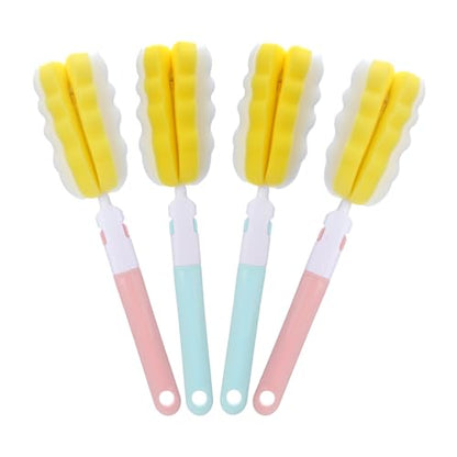 4 Pcs Bottle Brush Sponge, Cup Water Bottle Sponge Brush Cleaner, Detachable Cleaning Brushes for Cleaning with Handle for Glasses Mugs - size: 4Pcs