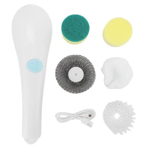 Electric Rotating Brush Kitchen Dishwashing Wonder Cordless Dish Brush with 5 Replaceable Brush Heads Powerful Cleaning for Pots and Pans