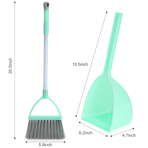 Nicunom Set of 4 Mini Broom with Dustpan for Kids, Children Broom and Dustpan Set Cleaning Set Boys Girls Little Housekeeping Helper Set for Kitchen Bathroom Pet