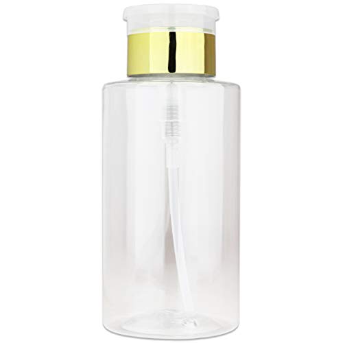 10oz PANA Gold Push-Down Dispenser Bottle - 1 Bottle - Empty Refillable Pump Bottle for Nail Polish Remover Liquid Lotion Cream - color: Gold, size: 10 Ounce - 1 Bottle