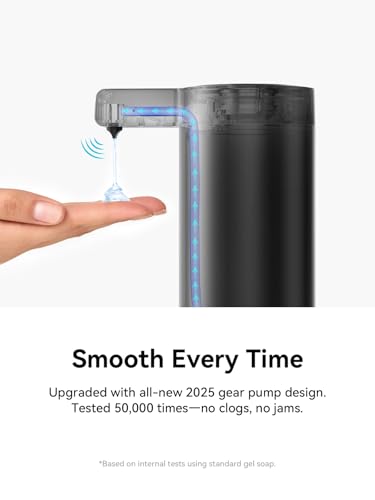 SUNLY Touchless Automatic Soap Dispenser – Clog-Free Pump, 0.2s Fast Sensor, USB-C Rechargeable, Smudge-Resistant Stainless Steel, for Kitchen & Bathroom Soap Dispenser, Black - color: Black
