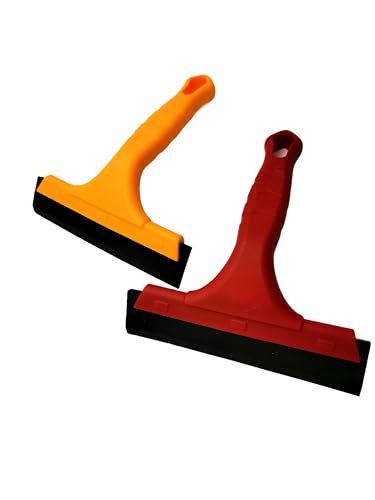 CYBERNOVA 2pcs Multi-Purpose Rubber Scraper Squeegee Ice Scraper for Window,Shower,Car,Door, Glass Water & Snow Removal – Non-Slip Plastic Handle