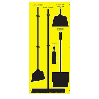 Clean & Sweep 5S Shadow Board/Wall Mount Broom Holder, 68" x 30" Board, 5S Cleaning Station - Board Only, Tools Sold Separately, Made in The USA by AccuformNMC, Yellow/Black, PSB114YLBK - color: Yellow/Black
