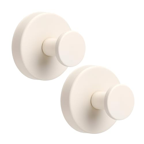 Suction Cup Hooks for Shower No-Drill Bathroom Hooks for Towels, Robes, Loofah Mountable on Bathroom Walls, Kitchen, Glass, Mirrors, Tile and Smooth,Non-Porous Surfaces (2, Milk White) - color: Milk White