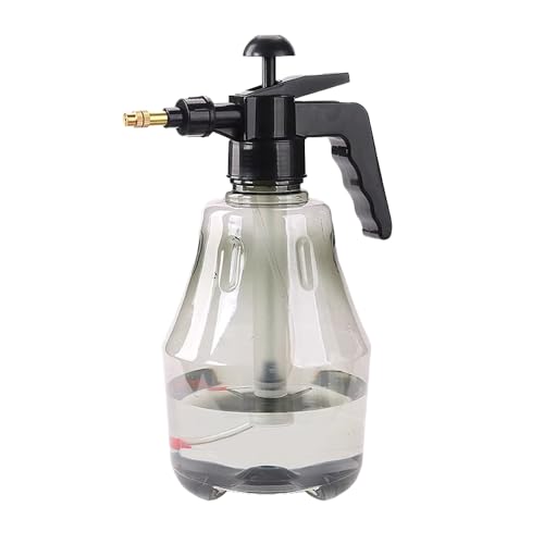 Manual Pressure Sprayer 1.5L, Heavy Duty Multipurpose Water Bottle Adjustable Nozzle for Garden Plants Watering, Household Cleaning, Car Washing - Translucent Tank (Gray) - color: 1 year ash