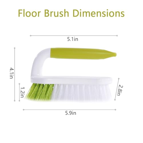 Scrub Brush 2 Pack Heavy Duty Stiff Bristle Multi-Purpose Cleaning Brush with U-Shaped Handle Durable Plastic Small Brush for Shoes Floor Kitchen Sink Bathroom Scrubber (Yellow-Green+Gray) - color: Yellow-green+gray