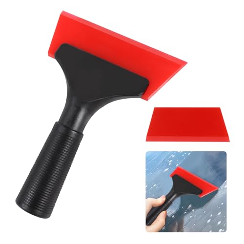 Hovom Small Squeegee for Car, Rubber Window Squeegee, Mini Automotive Window Tint Squeegees with Non-Slip Handle, Water Wiper Cleaning Tool for Car Windshield, Mirror, Glass Door (Red) - color: Red