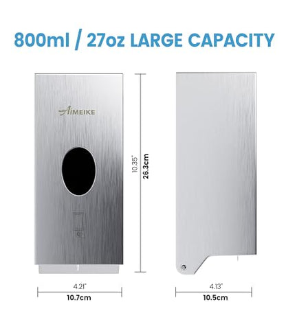 Automatic Touchless 304 Stainless Steel Wall Mounted Soap Dispenser, 800ml (27 fl oz) Commercial Battery Operated Hands-Free for Restaurant, School, Office & Public Restrooms