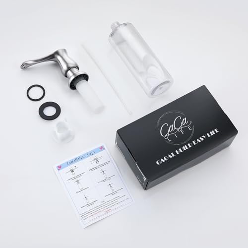 GAGALIFE Kitchen Sink Soap Dispenser - Brushed Nickel Built in Soap Dispenser with 17 OZ Bottle, Lotion Dispenser for Kitchen Sink, Refill from The Top - color: Brushed Nickel, size: with Bottle