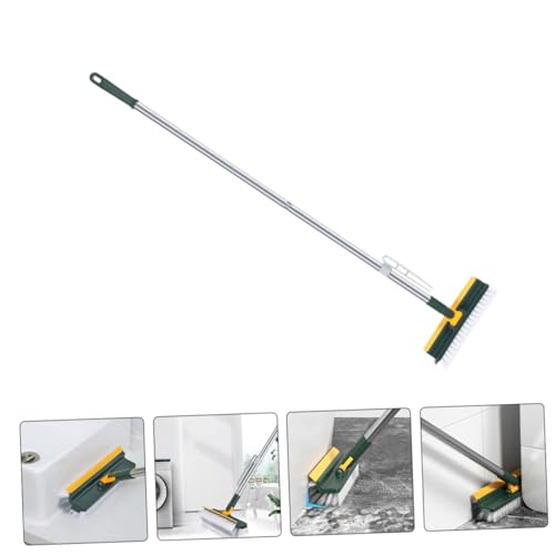 Ipetboom Multifunctional Long Handle Floor Scrub Brush Green Heavy Duty Cleaning Tool for Bathroom and Indoor Use Stiff Bristles for Effective Scrubbing and Squeegee Action