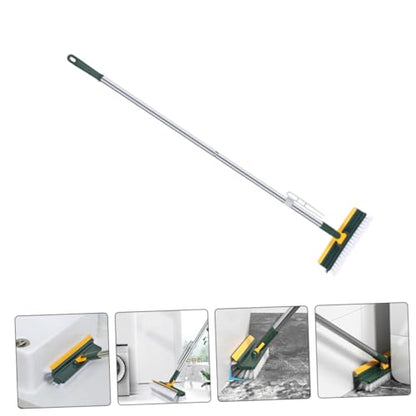 Ipetboom Multifunctional Long Handle Floor Scrub Brush Green Heavy Duty Cleaning Tool for Bathroom and Indoor Use Stiff Bristles for Effective Scrubbing and Squeegee Action