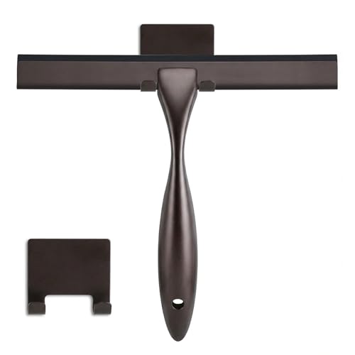 NETANY Shower Squeegee, 12-Inch Bronze Squeegee, All-Purpose Stainless Steel Squeegee for Bathroom, Shower Doors, Mirrors, Tiles and Car Windows - 100% Streak Free - color: Bronze, size: 12-Inch