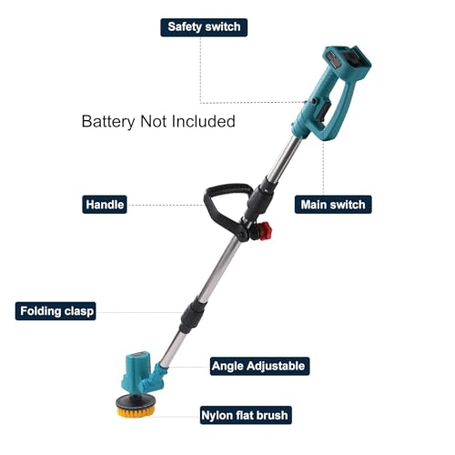 Electric Spin Scrubber Extra Long Foldable Compatible with Makita 18V Battery(Tool Only),Cordless Rechargeable Spin Scrubber,1800RPM Cordless Cleaning Brush for Bath/Tub/Tile/Floor