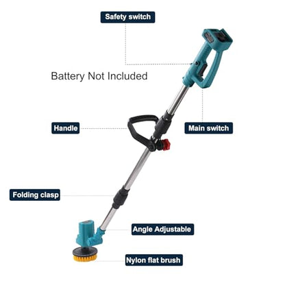 Electric Spin Scrubber Extra Long Foldable Compatible with Makita 18V Battery(Tool Only),Cordless Rechargeable Spin Scrubber,1800RPM Cordless Cleaning Brush for Bath/Tub/Tile/Floor
