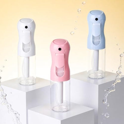 3Pcs Continuous Spray Bottles For Hair,Ultra Fine Mister for Hair Styling, Plants, Cleaning, Salon, Misting & Skin Care (200ml Blue+Pink+Clear) - color: 200ml Blue+Pink+Clear