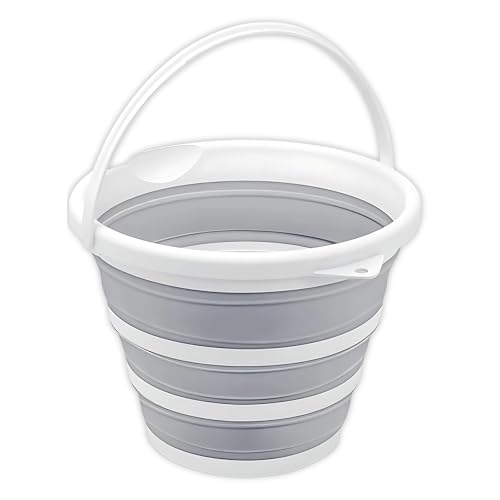 South Bend Components 2.6 Gallons Collapsible Bucket with Handle, Space Saving Design Portable Foldable Water Pail for Indoor/Outdoor, Mop, Boating, Camping, and Fishing (1-Pack)