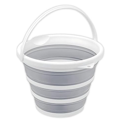 South Bend Components 2.6 Gallons Collapsible Bucket with Handle, Space Saving Design Portable Foldable Water Pail for Indoor/Outdoor, Mop, Boating, Camping, and Fishing (1-Pack)