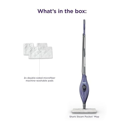 Shark Steam Pocket Mop with 2 Washable Double-sided Pads, Steam Sanitization, Swivel Steering, Lightweight, Steam Cleaner for Sealed Hard Floors, Hardwood, Marble, Tile, Purple, S3501 - style: Steam Pocket Essentials
