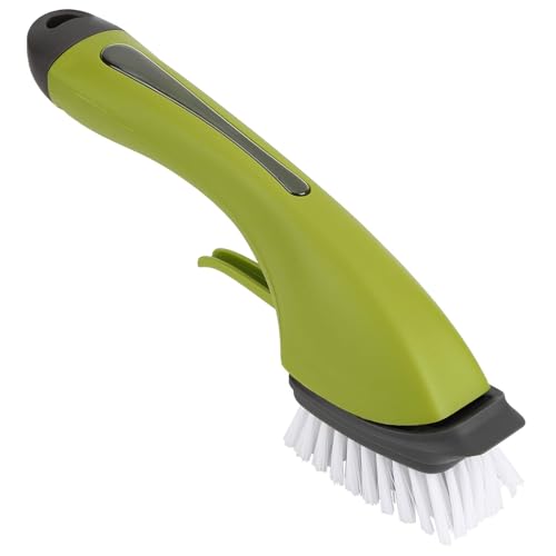 Soap Dispensing Dish Brush - Ergonomic Kitchen Scrub Brush with Soap Dispenser for Effortless Cleaning of Pots, Pans, Sinks & Bathtubs - Green/Gray - color: Green