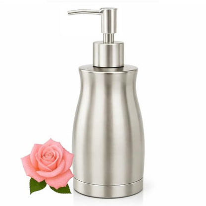 304 Stainless Steel Soap Dispenser Modern Rust-Proof Liquid Soap Pump Bottle for Kitchen or Bathroom Countertop Hand Dish Lotion Leak-Proof 13.5oz (Stainless Steel) - color: Stainless Steel