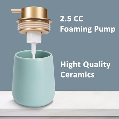 Soap Foaming Dispenser Ceramic with Easy-to-Press Pump Hand Foam Dispenser for Shampoo Bathroom Kitchen 12 oz - color: Foam-cyanmattlegold