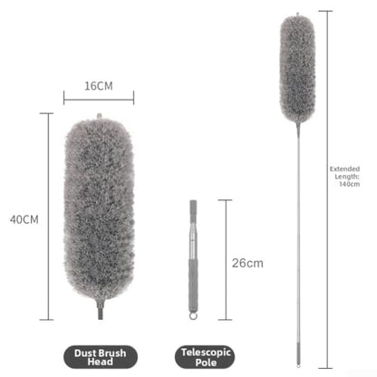 Microfiber Retractable with Telescopic for Prime Ceilings Extendable Duster Handle Grey Washable Electrostatic Dusting Tool Flexible Head 280cm(1.4M) - size: 1.4M